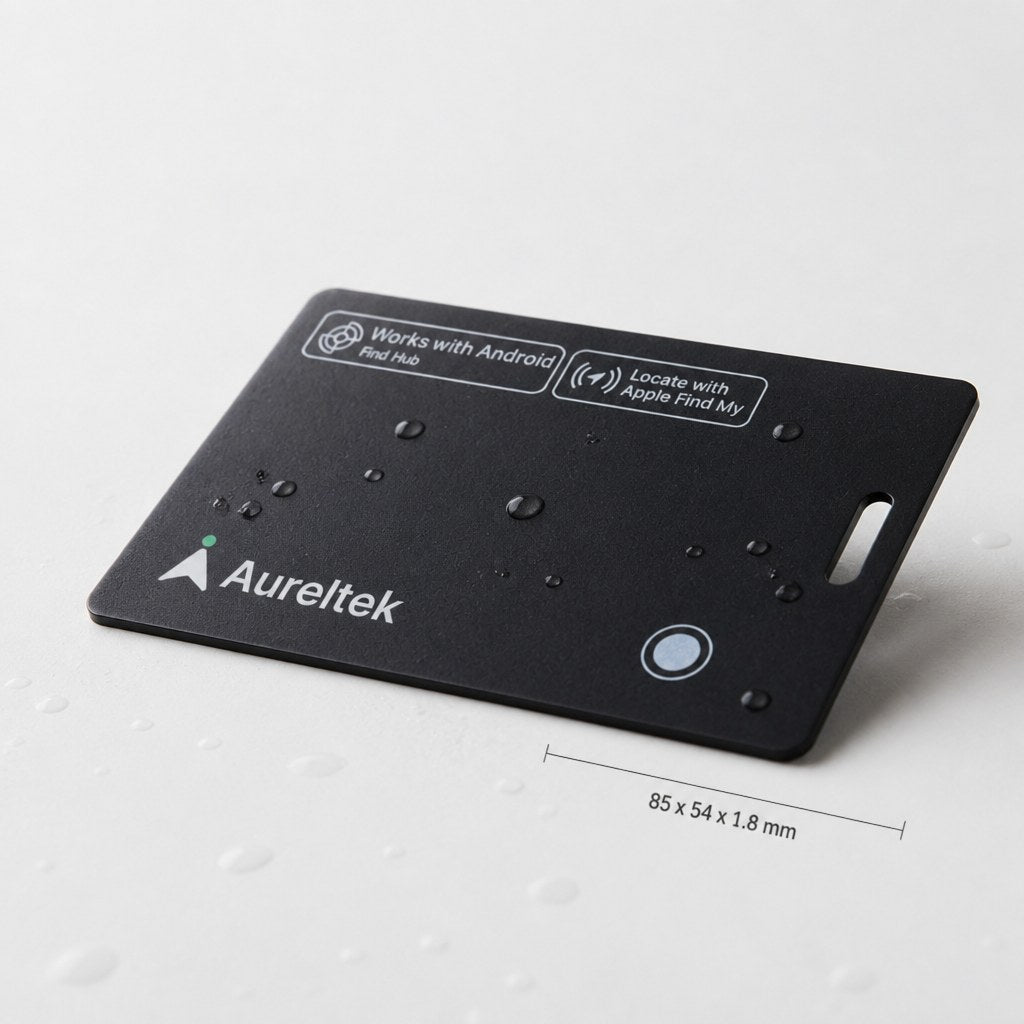 Slim water-resistant Aureltek card, 85 by 54 by 1.8 mm
